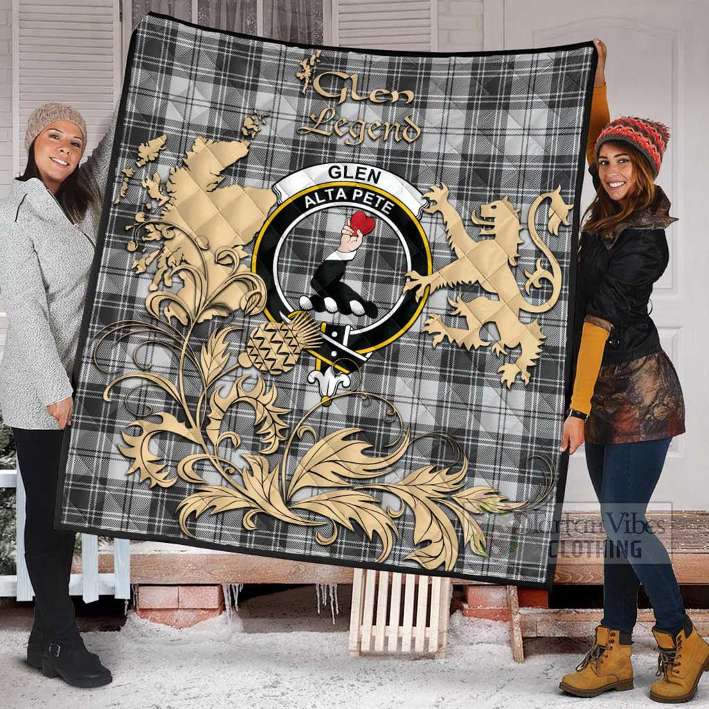 Tartan Vibes Clothing Glen Tartan Quilt with Family Crest and Scottish Symbol Style