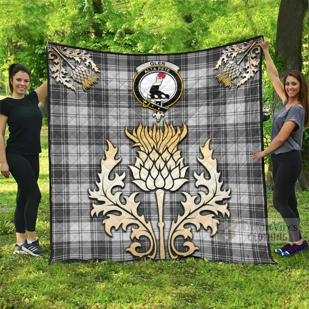 Tartan Vibes Clothing Glen Tartan Quilt with Family Crest and Golden Thistle Style