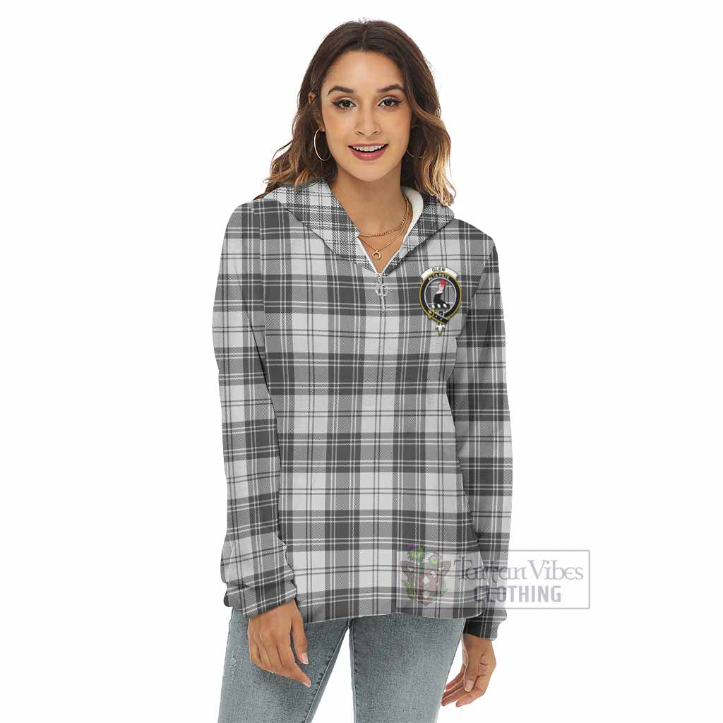 Tartan Vibes Clothing Glen Tartan Crest Women's Borg  Half Zip Fleece Hoodie