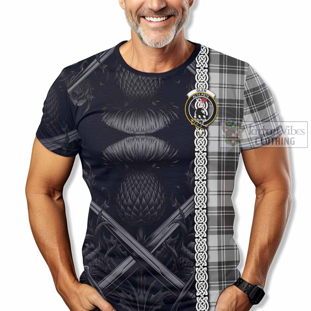 Tartan Vibes Clothing Glen Tartan T-Shirt with Family Crest Cross Sword Thistle Celtic Vibes