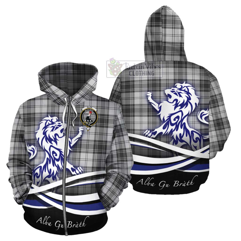 Tartan Vibes Clothing Glen Tartan Cotton Hoodie with Alba Gu Brath Regal Lion Emblem