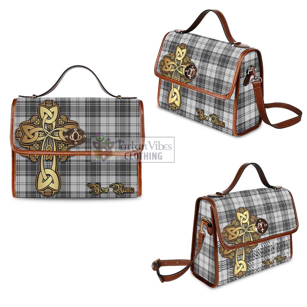 Tartan Vibes Clothing Glen Tartan Waterproof Canvas Bag Golden Thistle Celtic Cross Style