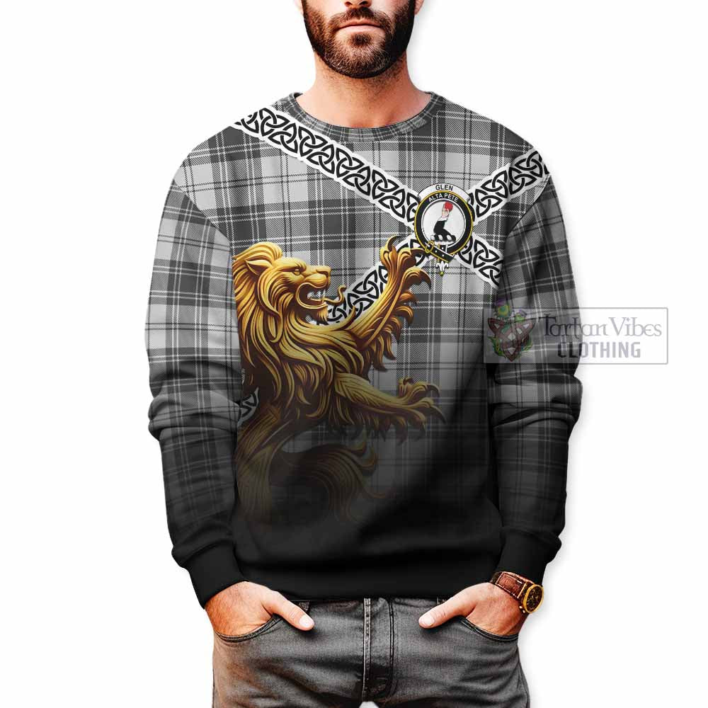 Glen Crest Tartan Sweatshirt with Golden Lion Emblem Celtic Style - Tartan Vibes Clothing