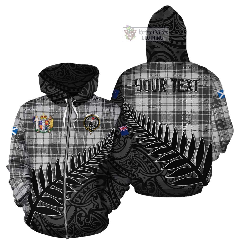 Tartan Vibes Clothing Glen Crest Tartan Cotton Hoodie with New Zealand Silver Fern Half Style