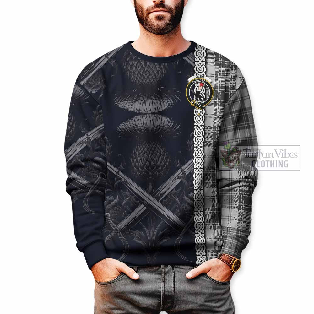 Tartan Vibes Clothing Glen Tartan Sweatshirt with Family Crest Cross Sword Thistle Celtic Vibes