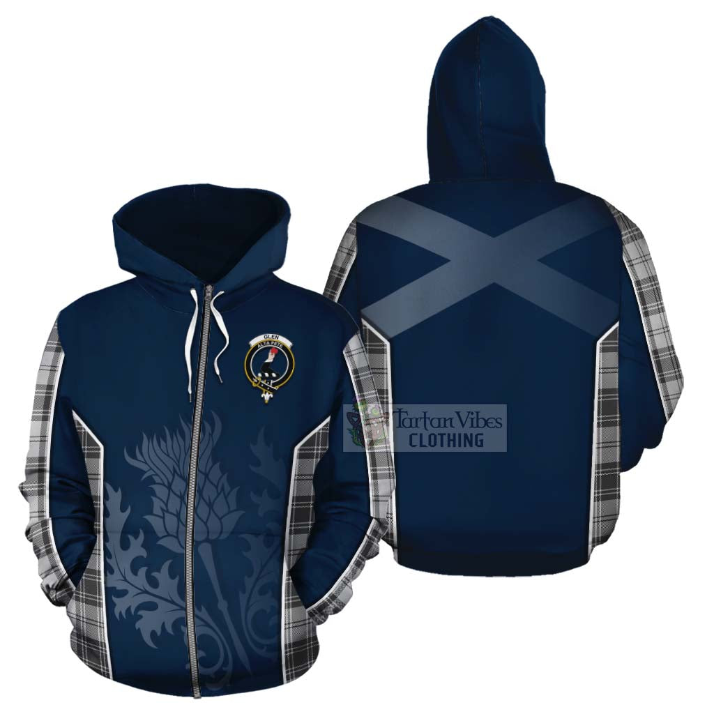 Tartan Vibes Clothing Glen Tartan Cotton Hoodie with Family Crest and Scottish Thistle Vibes Sport Style