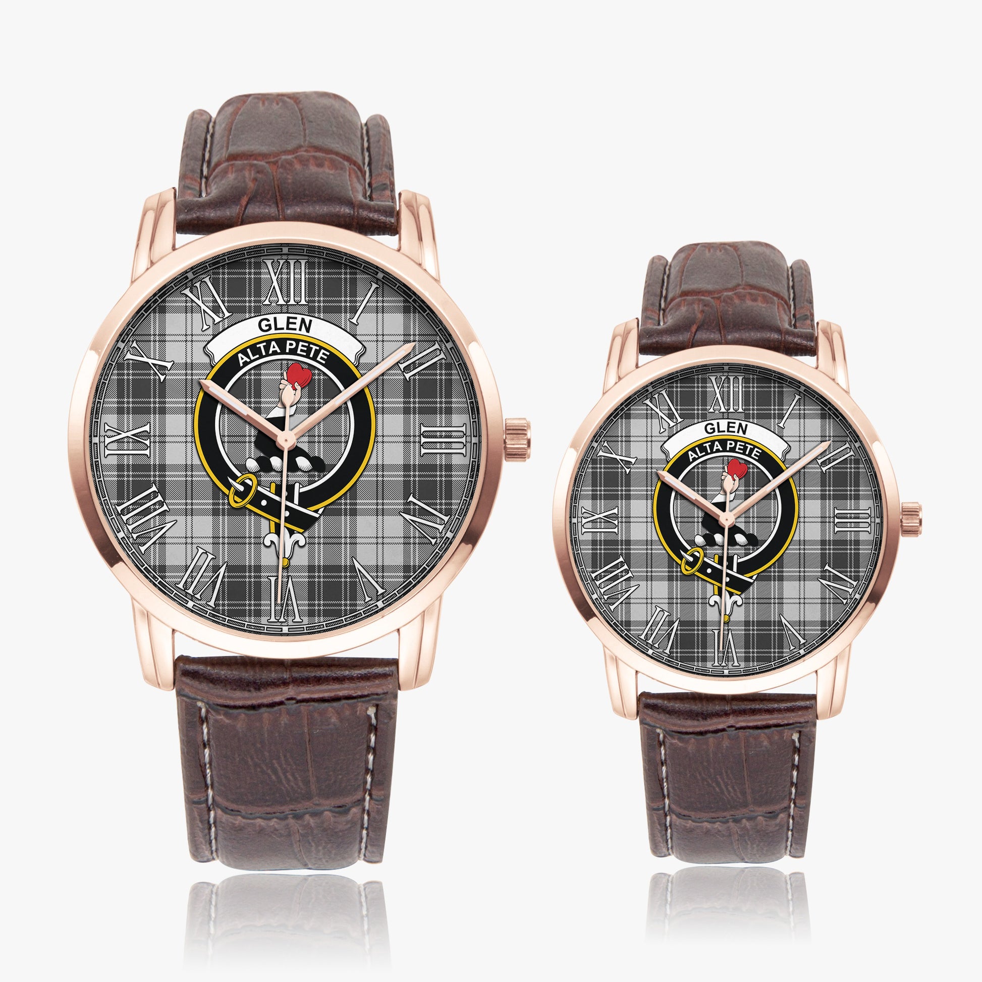 Glen Tartan Family Crest Leather Strap Quartz Watch - Tartanvibesclothing