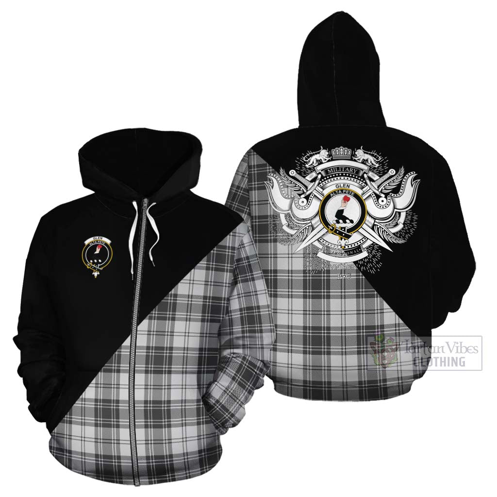 Tartan Vibes Clothing Glen Tartan Cotton Hoodie with Family Crest and Military Logo Style