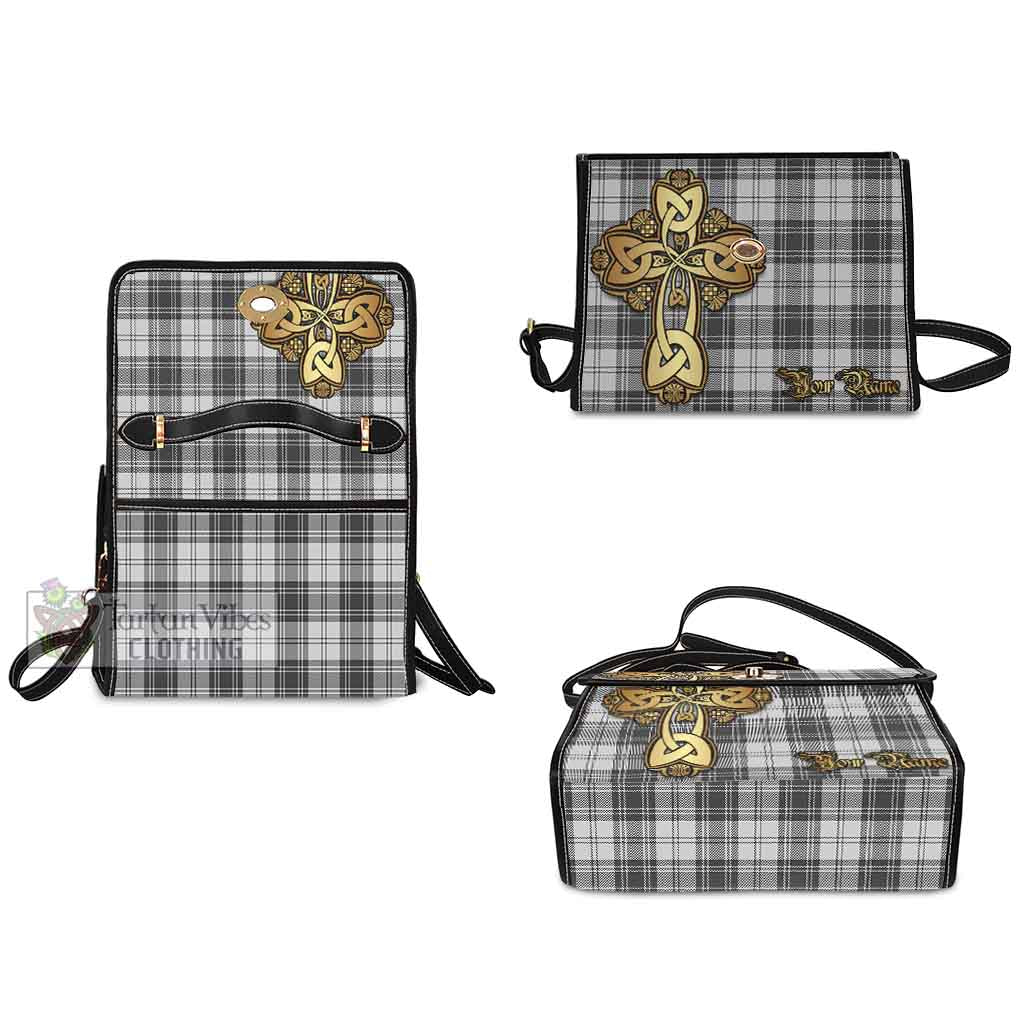 Tartan Vibes Clothing Glen Tartan Waterproof Canvas Bag Golden Thistle Celtic Cross Style