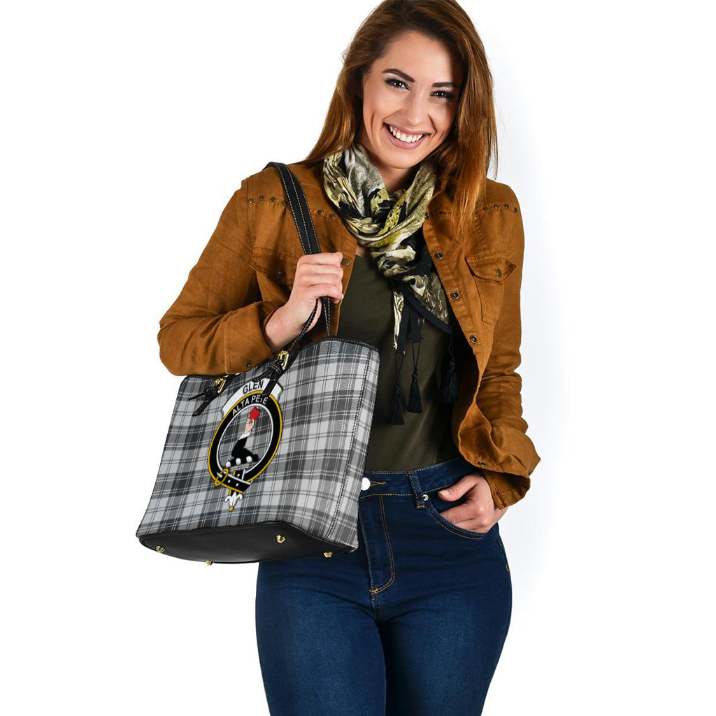 Glen Tartan Leather Tote Bag with Family Crest - Tartan Vibes Clothing