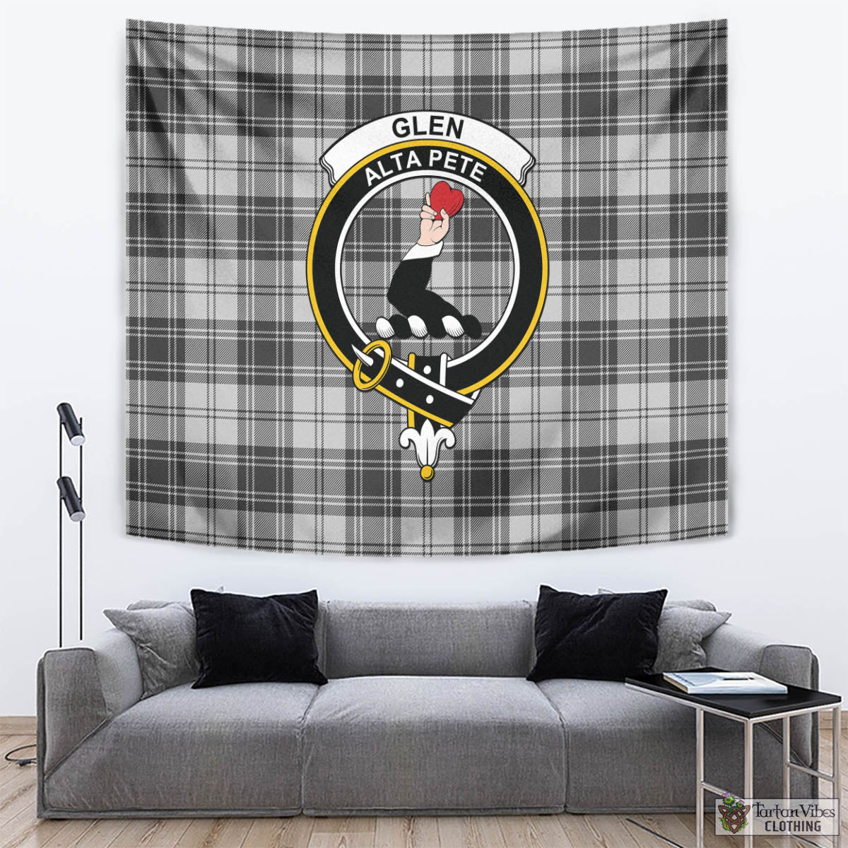 Tartan Vibes Clothing Glen Tartan Tapestry Wall Hanging and Home Decor for Room with Family Crest