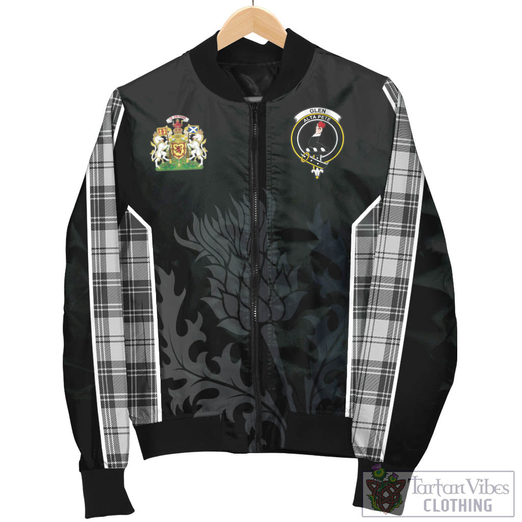 Tartan Vibes Clothing Glen Tartan Bomber Jacket with Family Crest and Scottish Thistle Vibes Sport Style