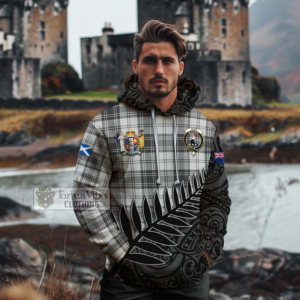 Tartan Vibes Clothing Glen Crest Tartan Cotton Hoodie with New Zealand Silver Fern Half Style