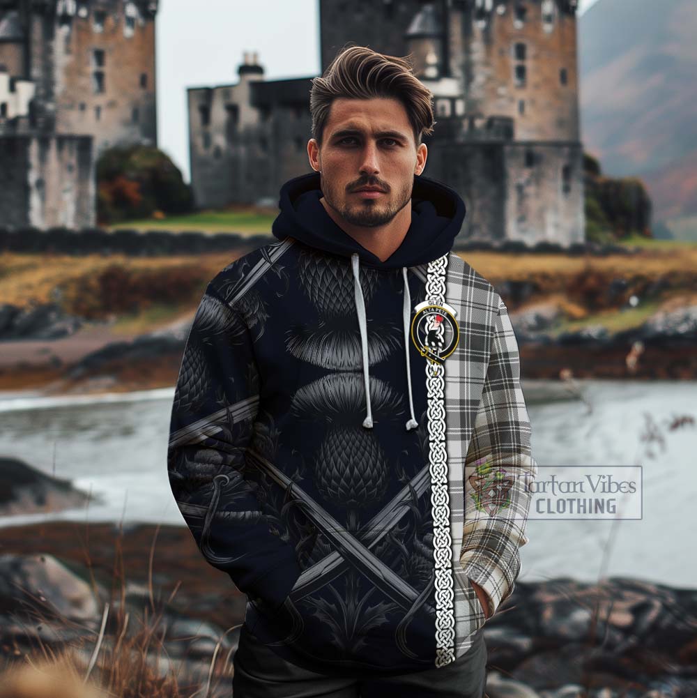 Tartan Vibes Clothing Glen Tartan Cotton Hoodie with Family Crest Cross Sword Thistle Celtic Vibes