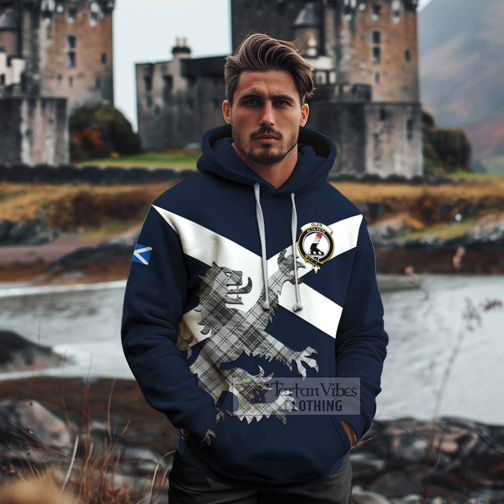 Tartan Vibes Clothing Glen Tartan Lion Rampant Cotton Hoodie Proudly Display Your Heritage with Alba Gu Brath and Clan Name