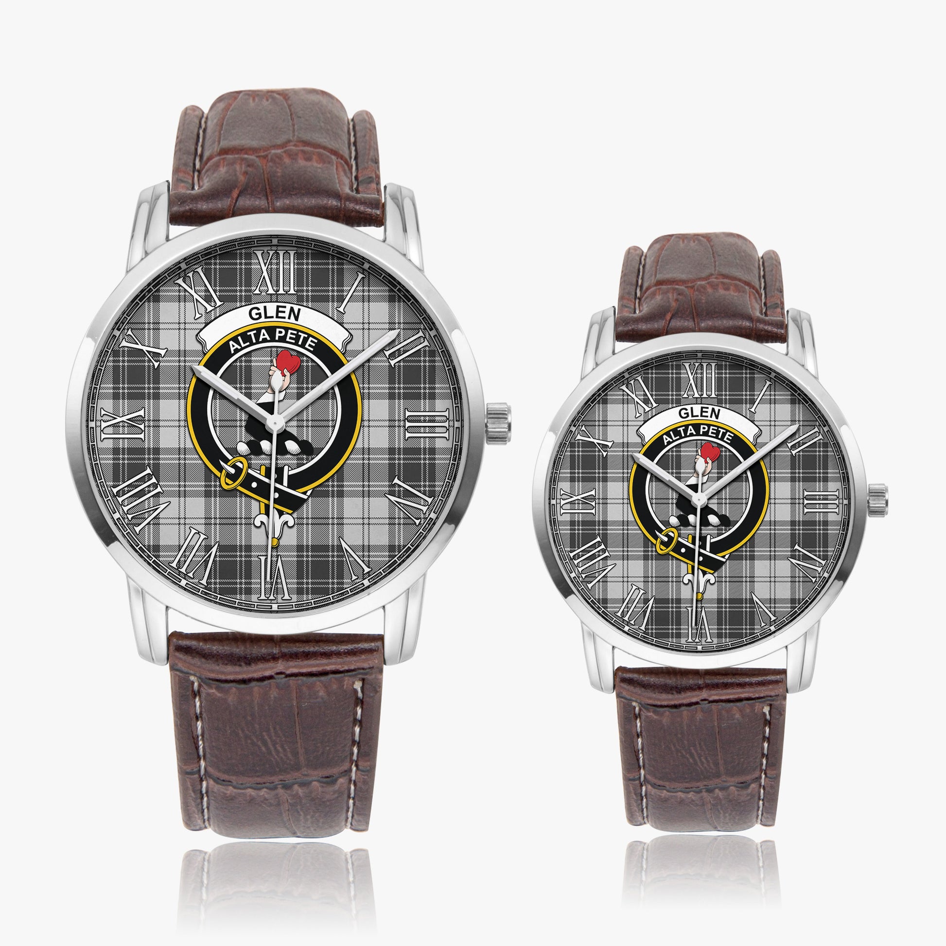 Glen Tartan Family Crest Leather Strap Quartz Watch - Tartanvibesclothing