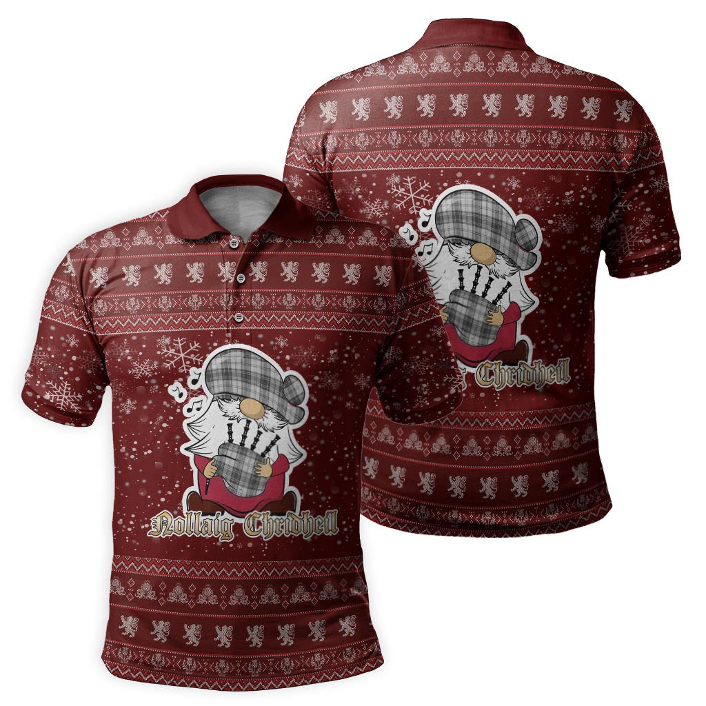 Glen Clan Christmas Family Polo Shirt with Funny Gnome Playing Bagpipes - Tartanvibesclothing