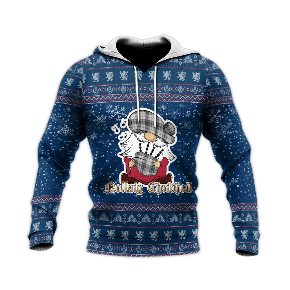 Glen Clan Christmas Knitted Hoodie with Funny Gnome Playing Bagpipes - Tartanvibesclothing