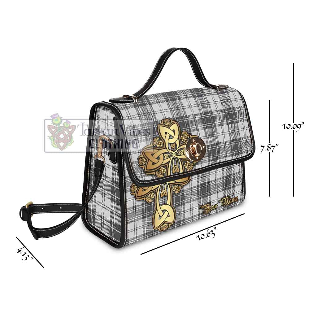 Tartan Vibes Clothing Glen Tartan Waterproof Canvas Bag Golden Thistle Celtic Cross Style