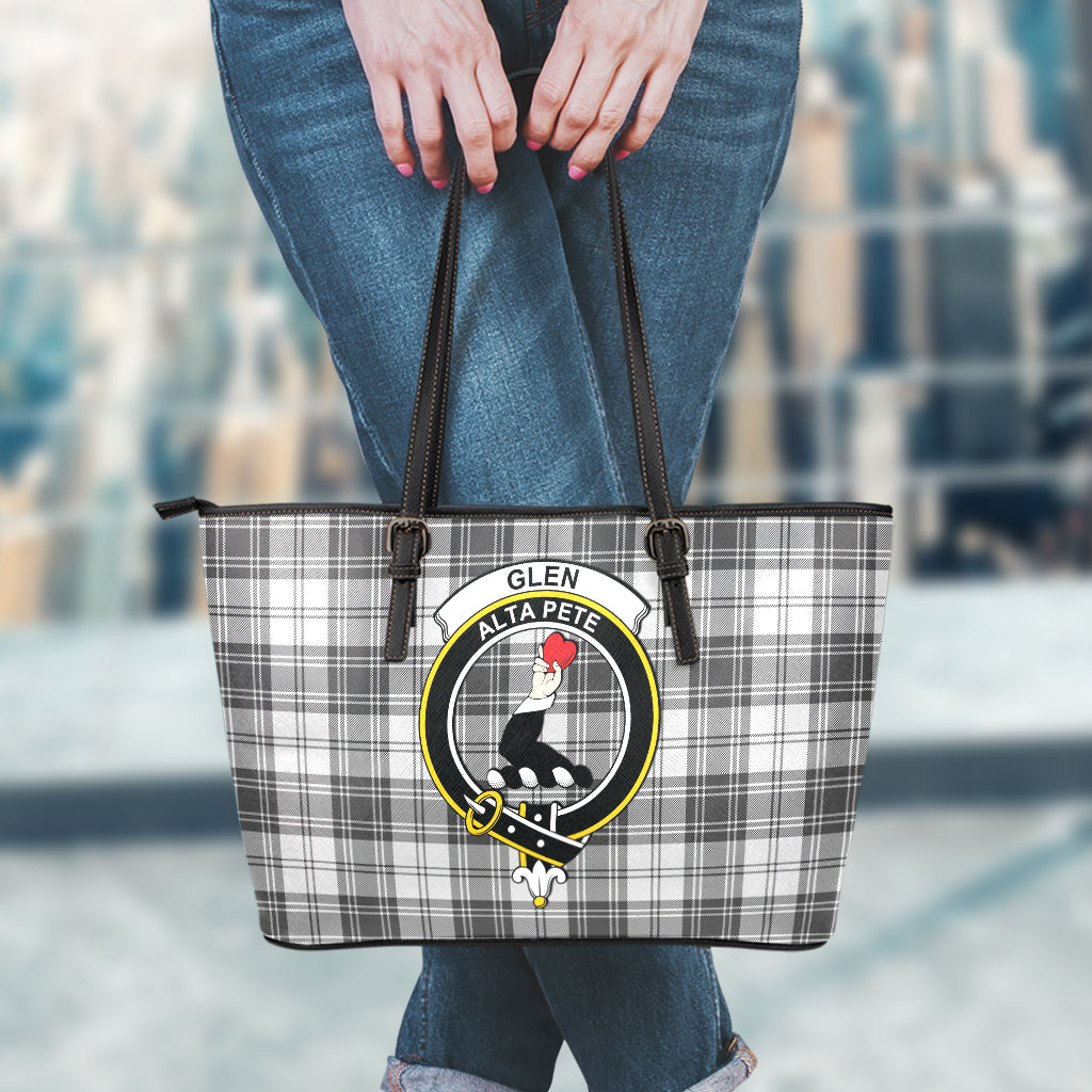 Glen Tartan Leather Tote Bag with Family Crest - Tartan Vibes Clothing