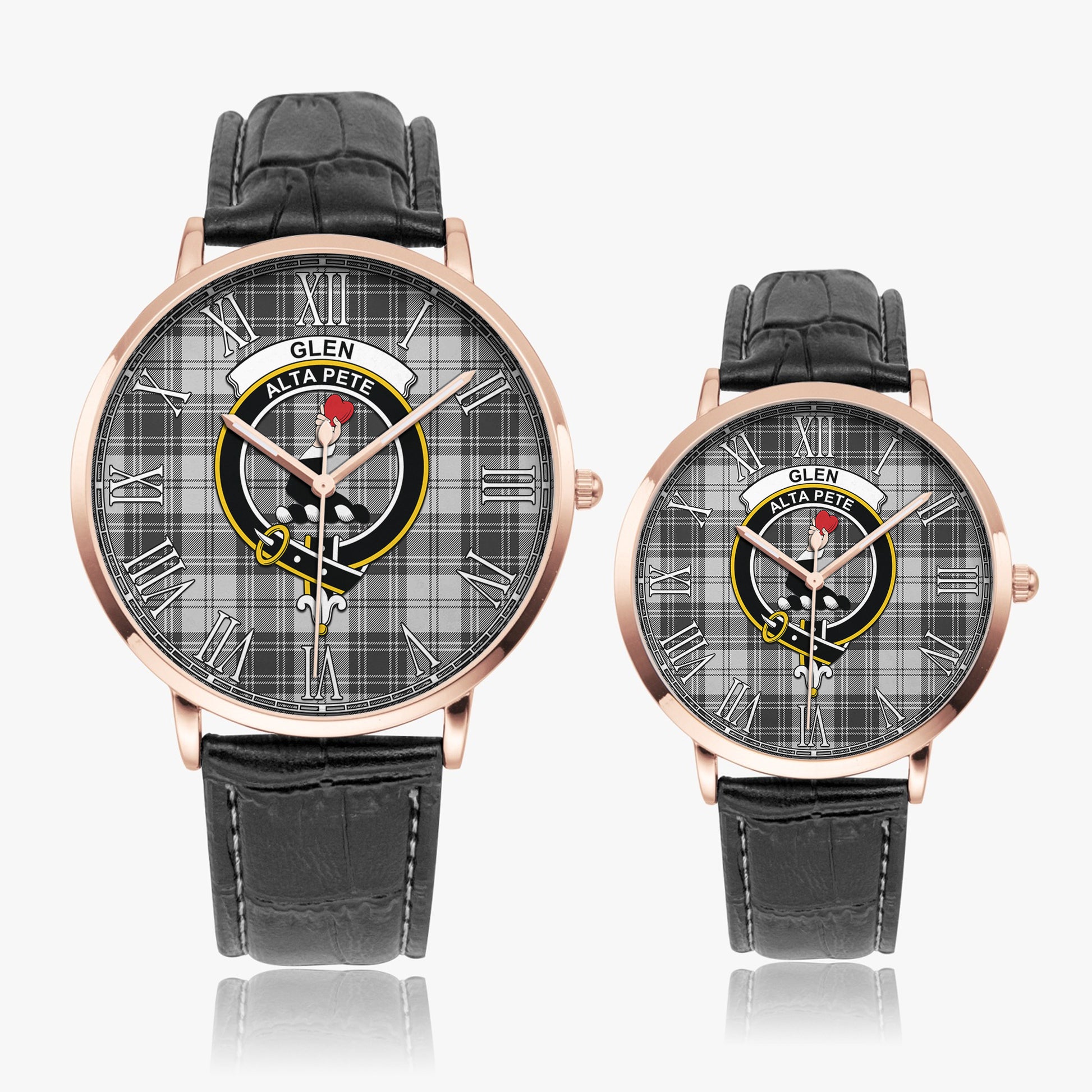 Glen Tartan Family Crest Leather Strap Quartz Watch - Tartanvibesclothing