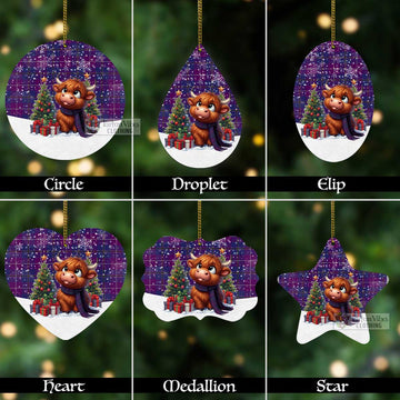 Glencoe Tartan Christmas Aluminium Ornament with Adorable Highland Coo