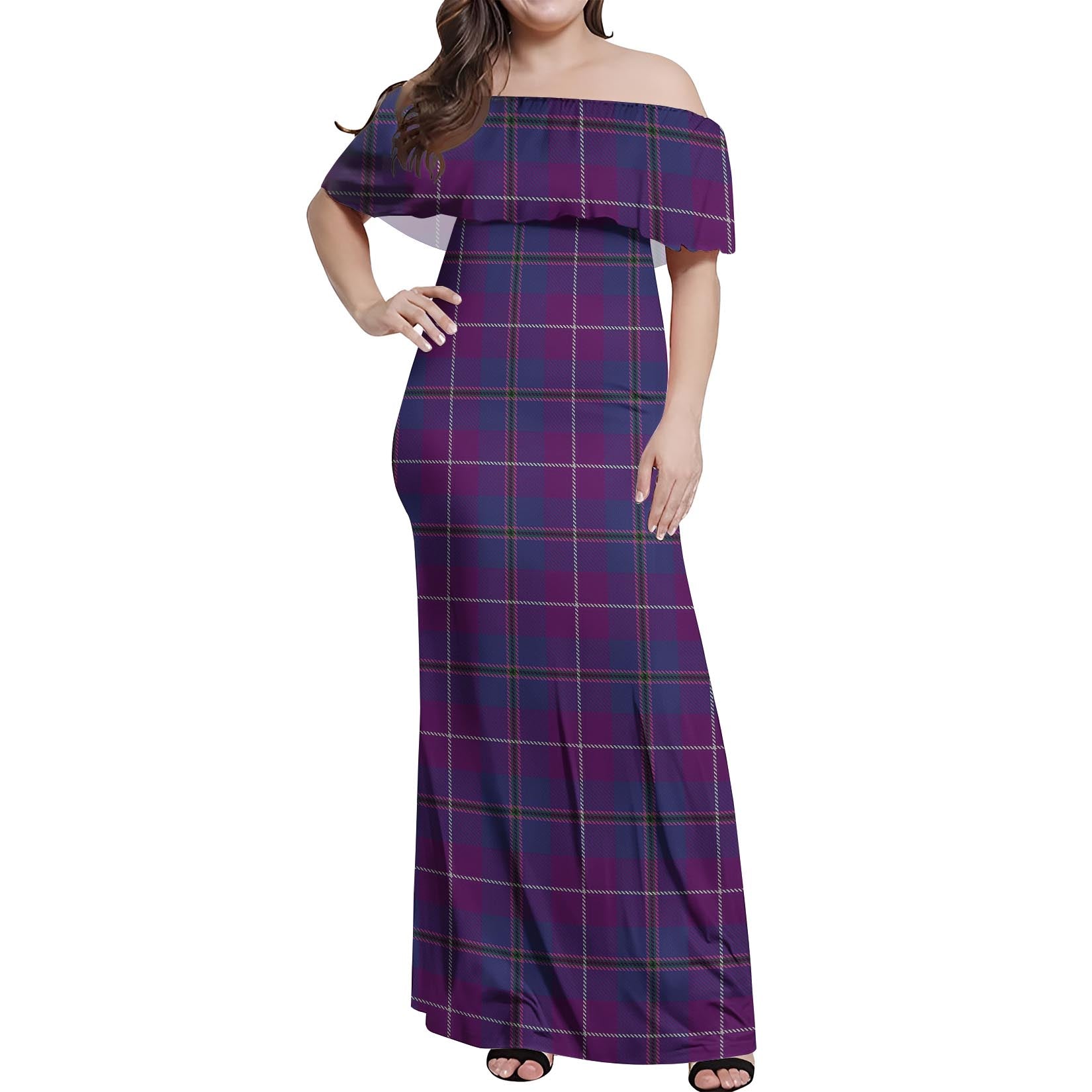 Glencoe Tartan Off Shoulder Long Dress Women's Dress - Tartanvibesclothing