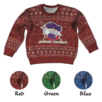 Glencoe Clan Christmas Kid Ugly Sweater with Gnome Playing Bagpipes