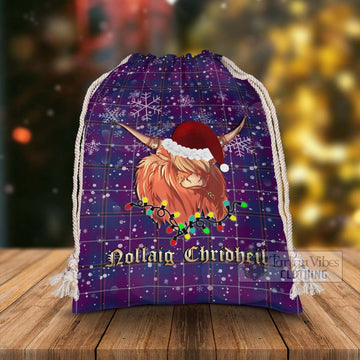 Glencoe Tartan Christmas Santa's Bag with Highland Cow