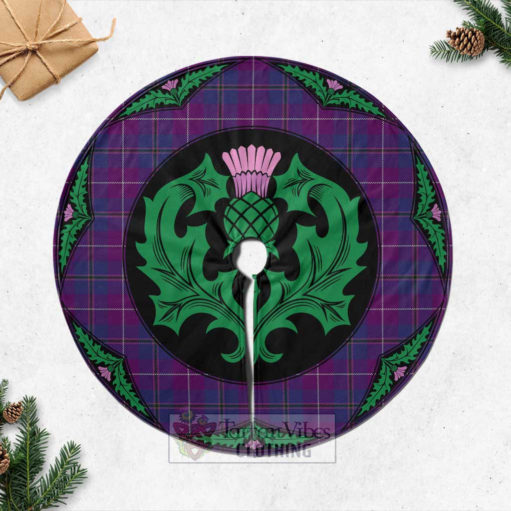 Tartan Vibes Clothing Glencoe Tartan Christmas Tree Skirt Scottish Thistle Style