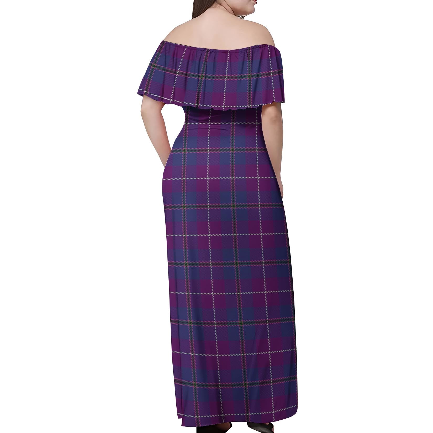 Glencoe Tartan Off Shoulder Long Dress - Tartanvibesclothing