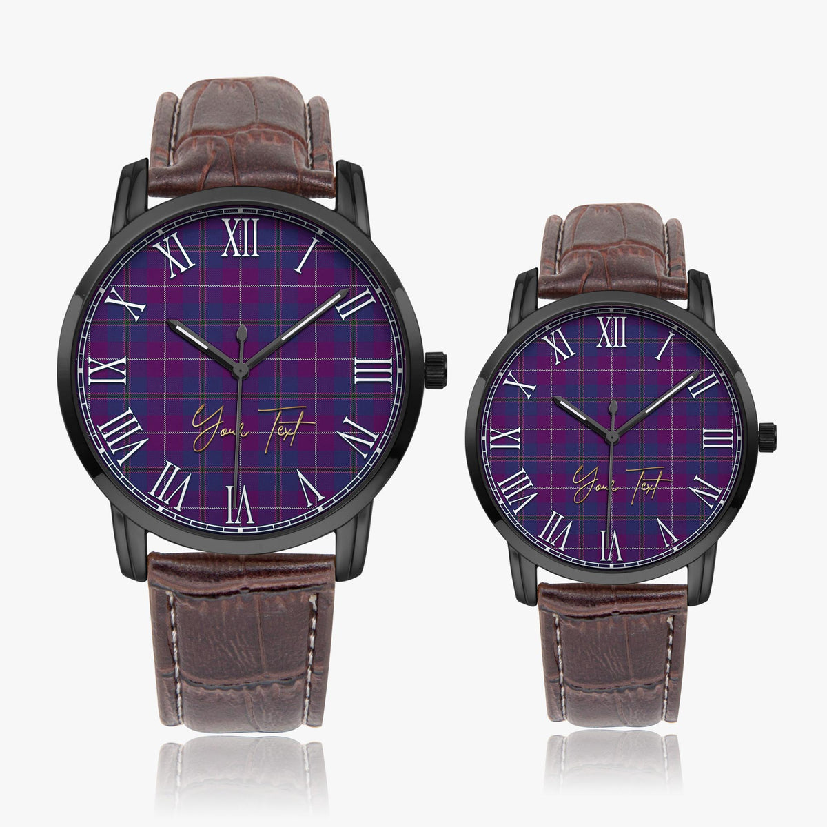 Glencoe Tartan Personalized Your Text Leather Trap Quartz Watch - Tartan Vibes Clothing