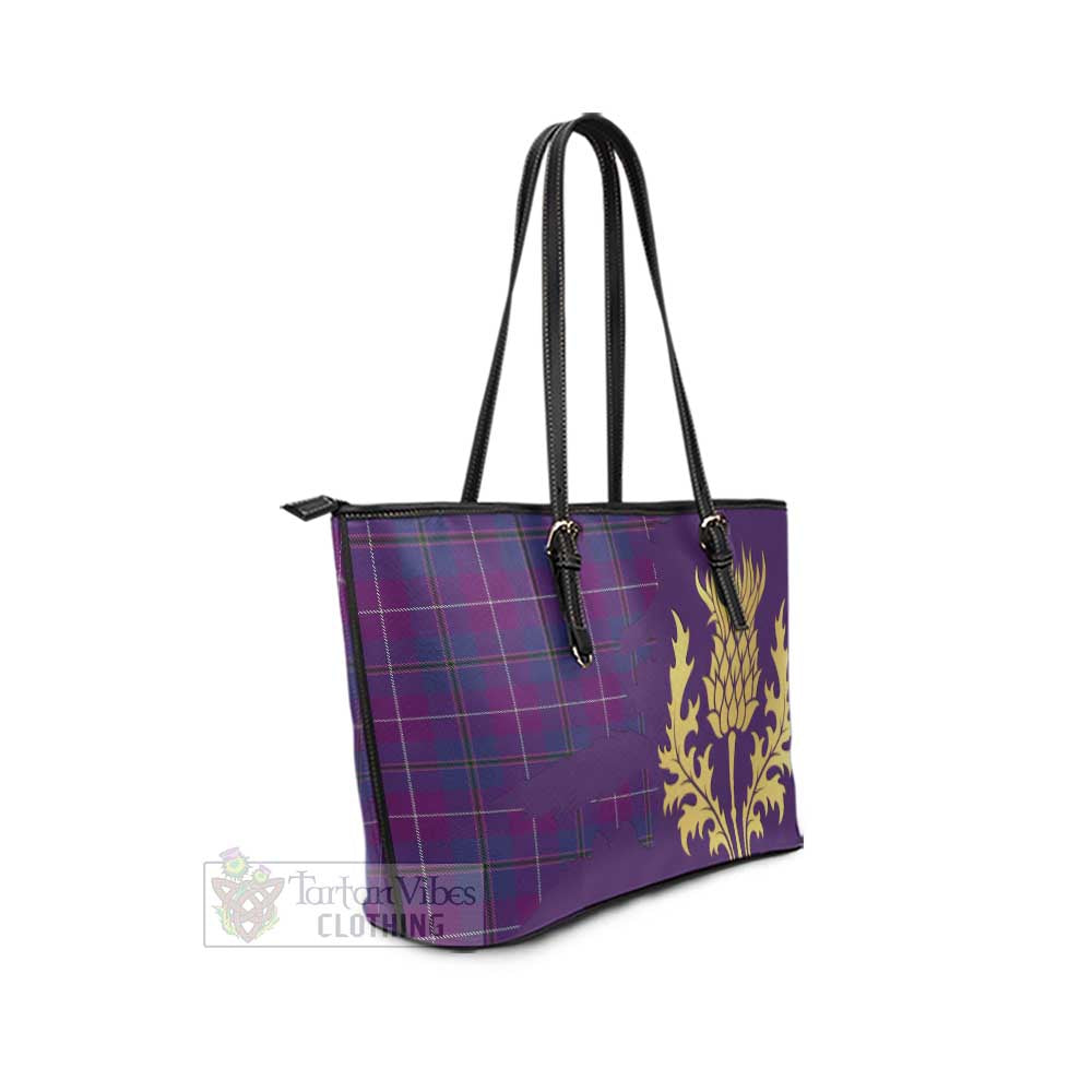 Glencoe Tartan Leather Tote Bag Gold Thistle Style - Tartan Vibes Clothing