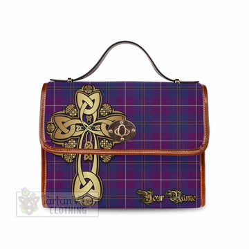 Glencoe Tartan Waterproof Canvas Bag Golden Thistle Celtic Cross Style