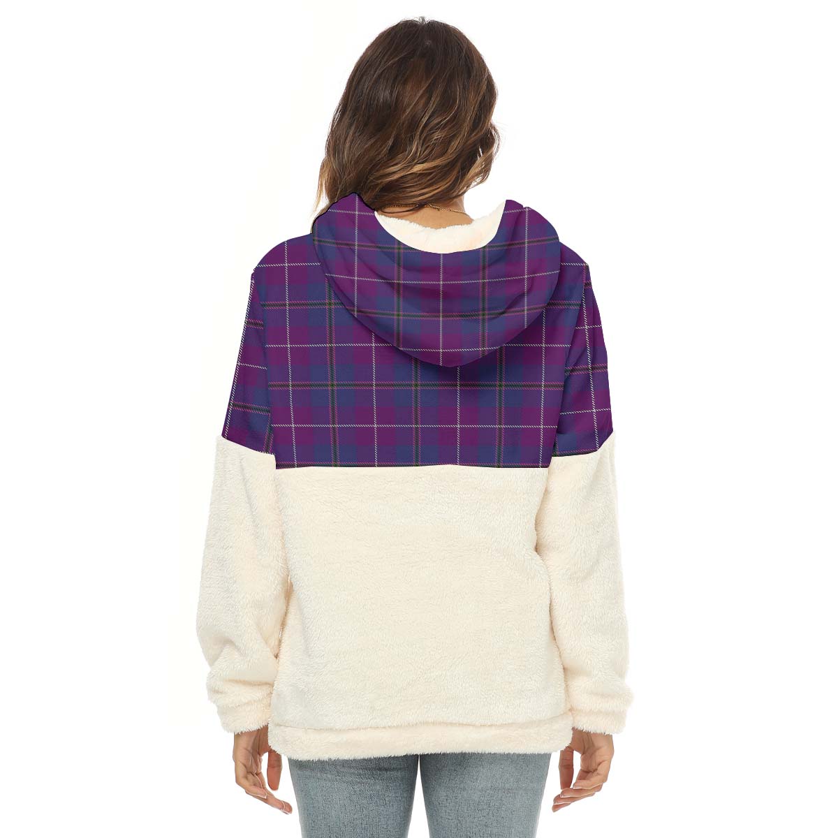 Glencoe Tartan Women's Borg Fleece Hoodie With Half Zip - Tartan Vibes Clothing