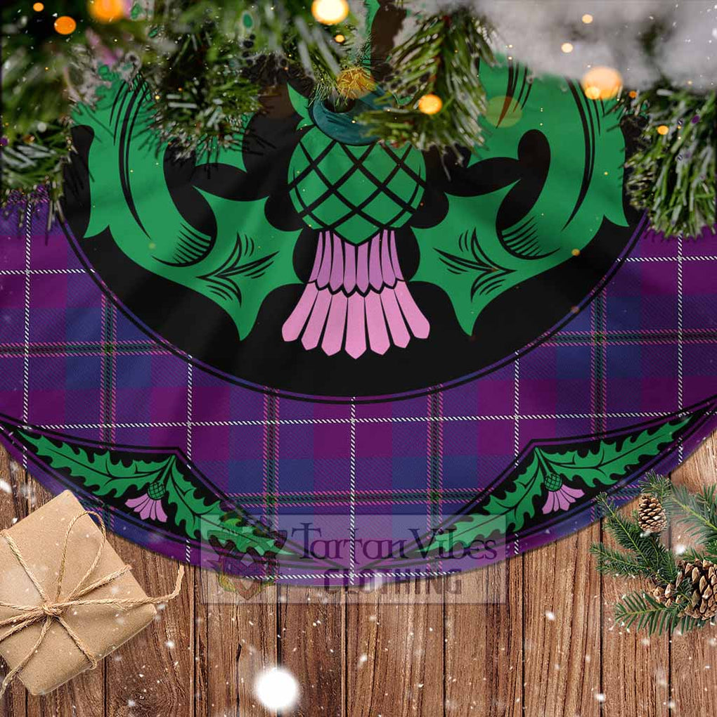 Tartan Vibes Clothing Glencoe Tartan Christmas Tree Skirt Scottish Thistle Style