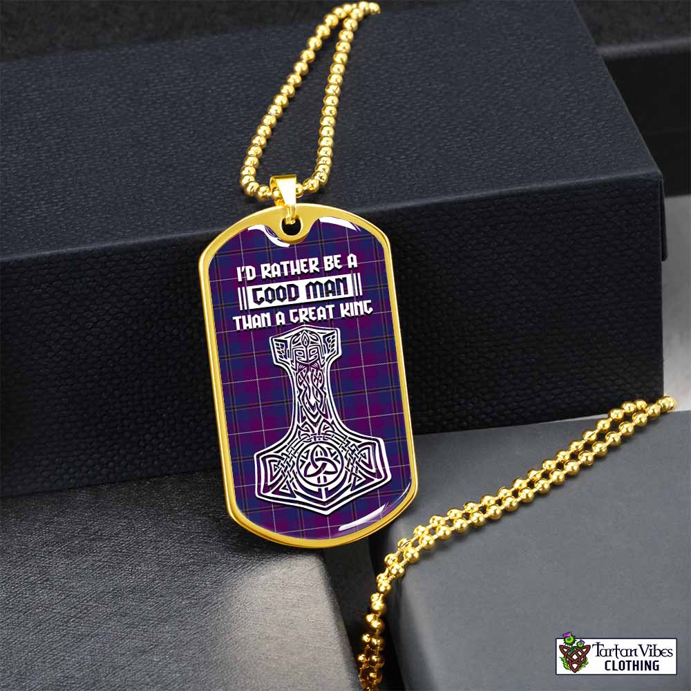 Glencoe Tartan Dog Tag Necklace Viking Mjolnir Style Gold No - Tartan Vibes Clothing
