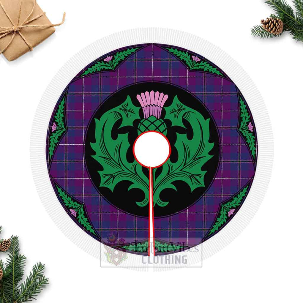 Tartan Vibes Clothing Glencoe Tartan Christmas Tree Skirt Scottish Thistle Style