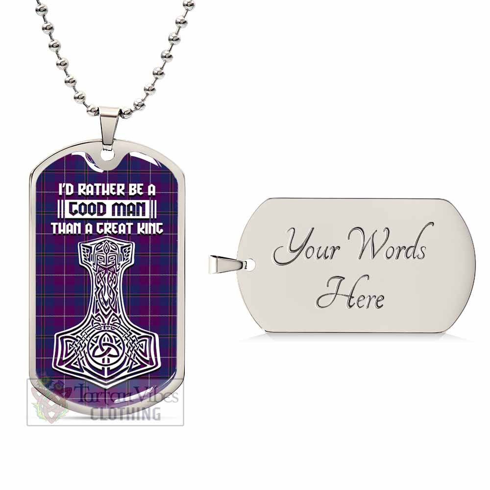 Glencoe Tartan Dog Tag Necklace Viking Mjolnir Style Silver Yes - Tartan Vibes Clothing