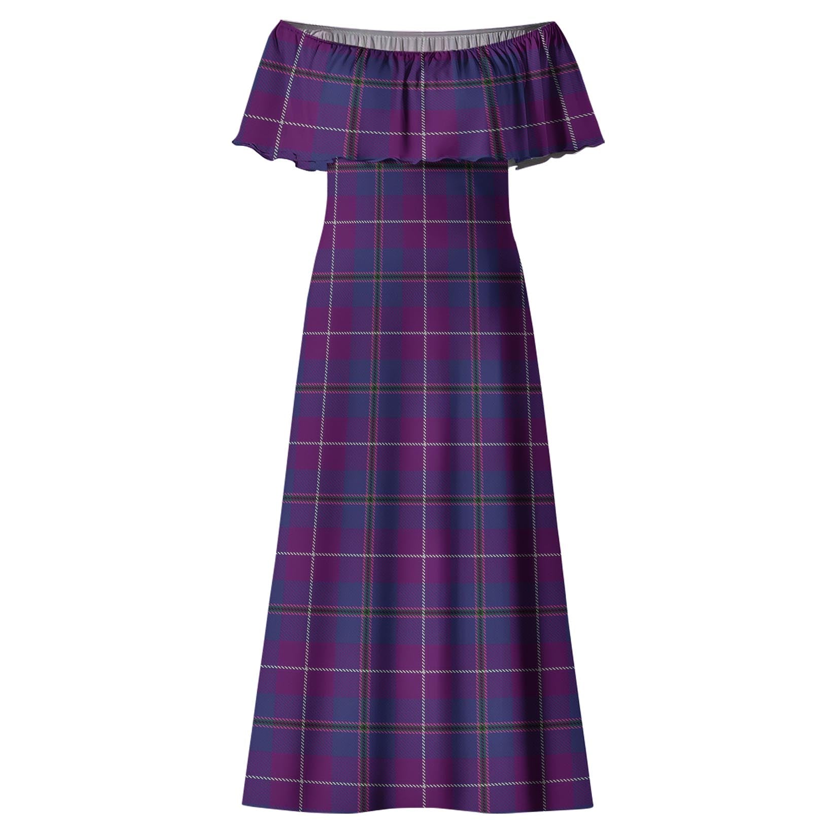 Glencoe Tartan Off Shoulder Long Dress - Tartanvibesclothing