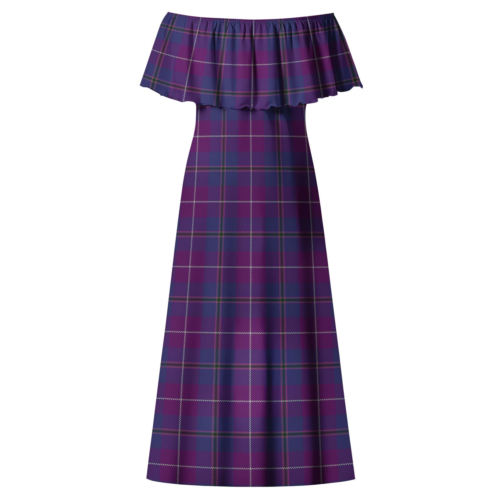 Glencoe Tartan Off Shoulder Long Dress - Tartanvibesclothing