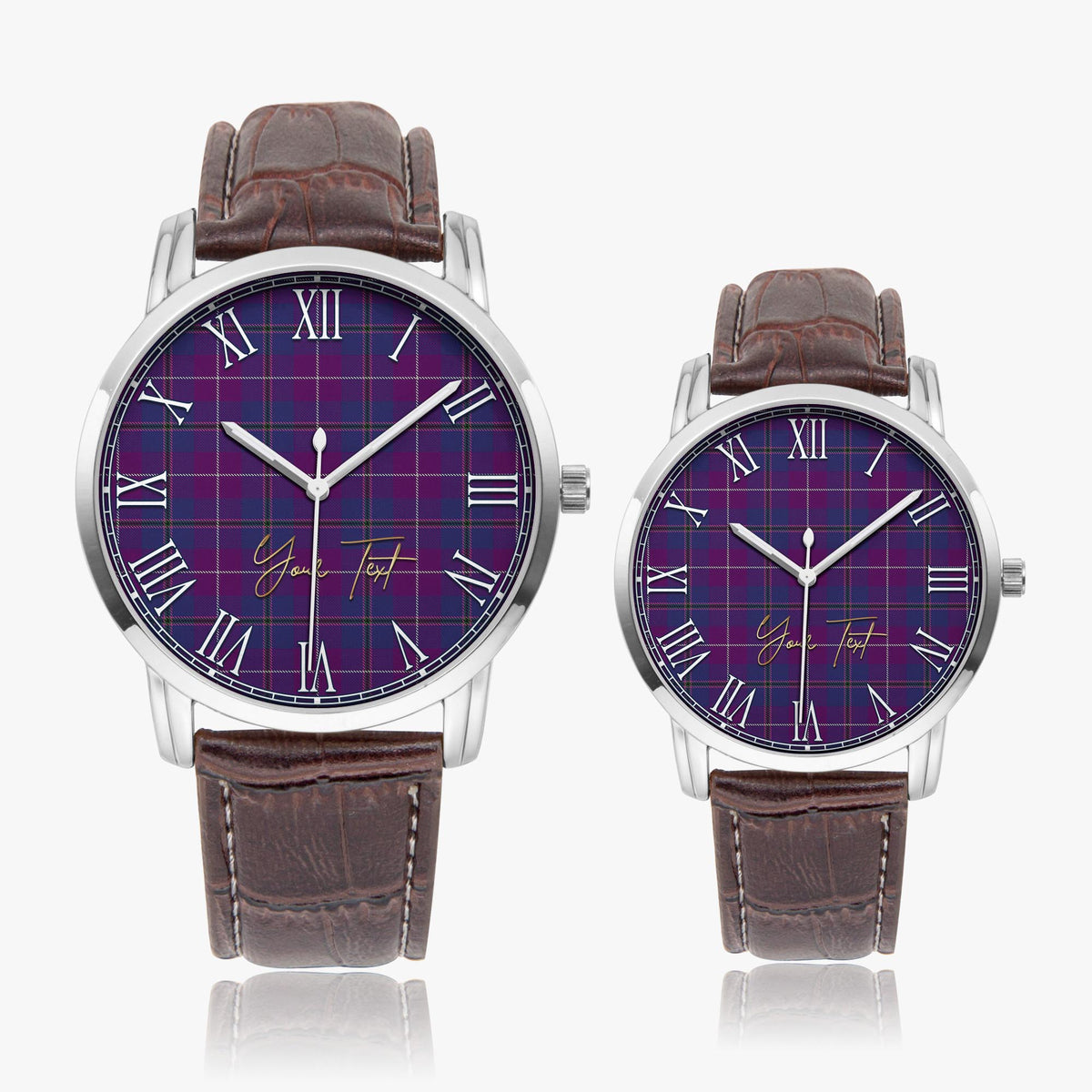 Glencoe Tartan Personalized Your Text Leather Trap Quartz Watch - Tartan Vibes Clothing