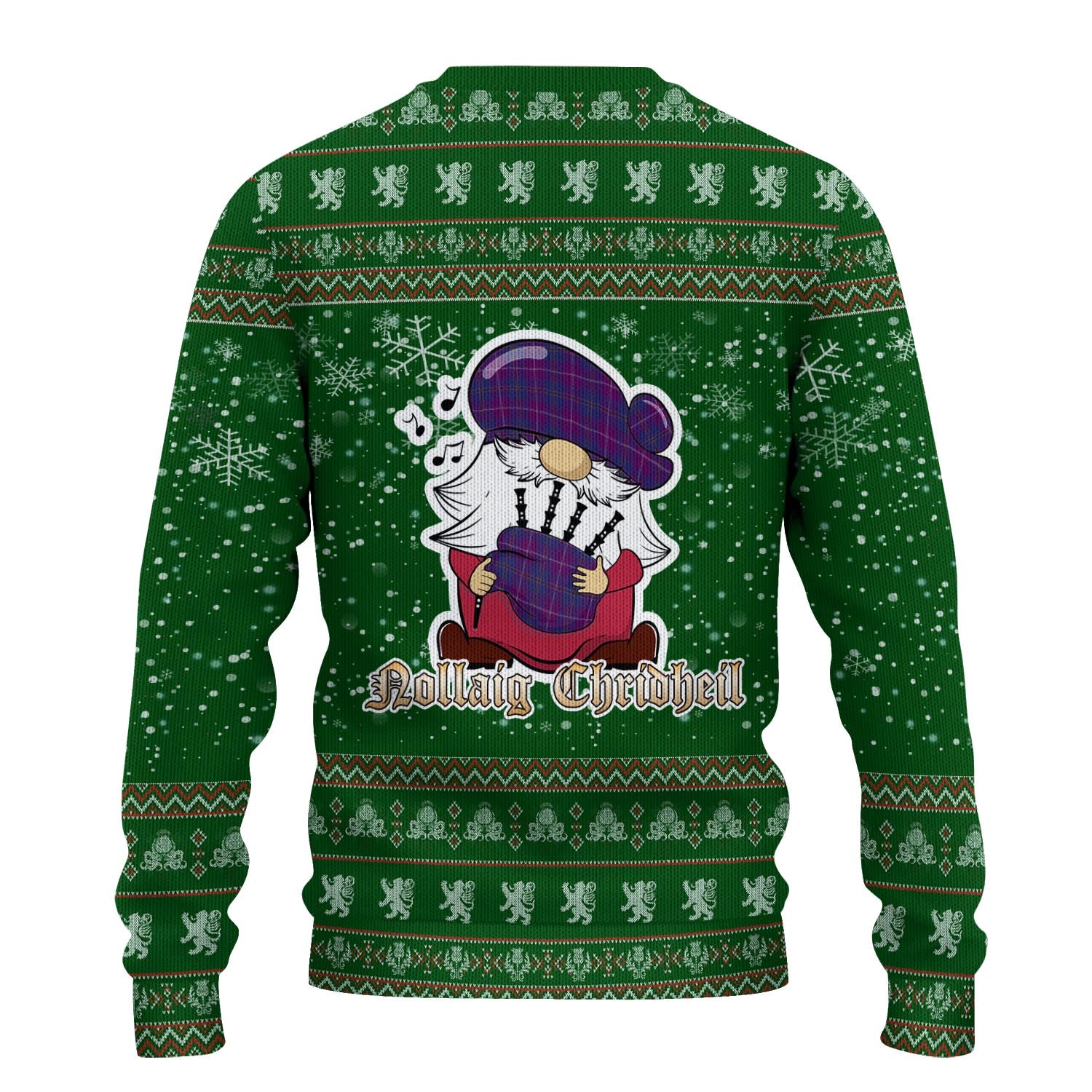 Glencoe Clan Christmas Family Knitted Sweater with Funny Gnome Playing Bagpipes - Tartanvibesclothing