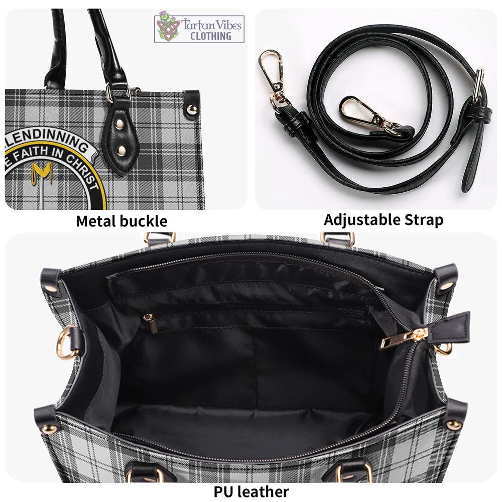 Tartan Vibes Clothing Glendinning Tartan Luxury Leather Handbags with Family Crest