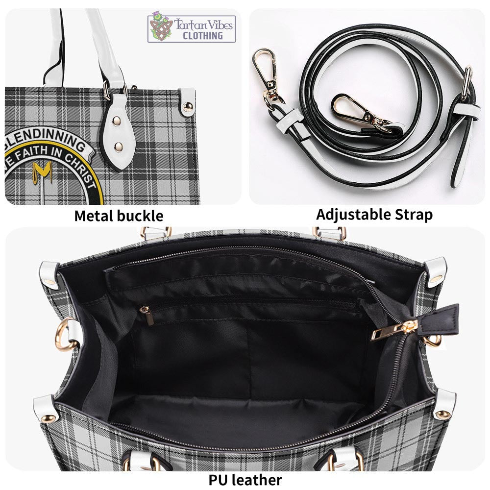 Tartan Vibes Clothing Glendinning Tartan Luxury Leather Handbags with Family Crest