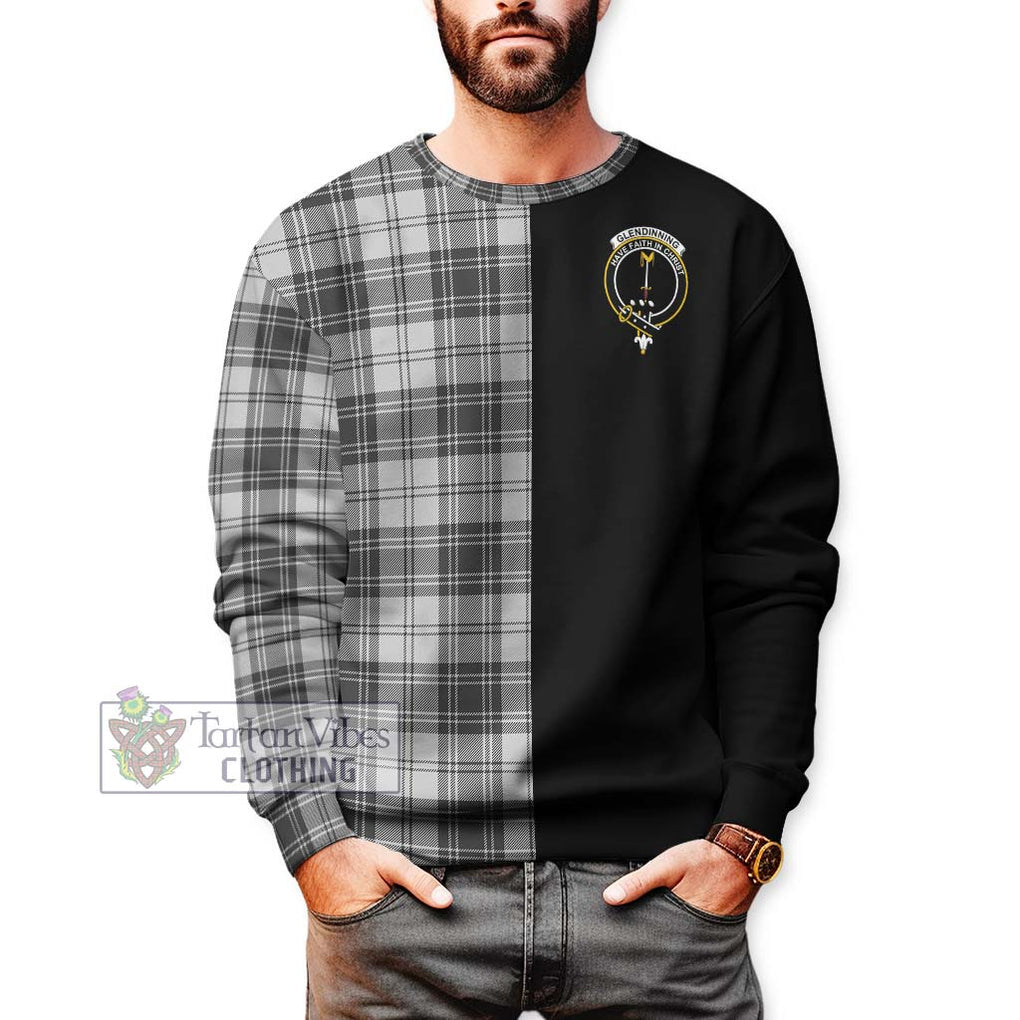 Glendinning Tartan Sweatshirt with Family Crest and Half Of Me Style Unisex - Tartanvibesclothing Shop