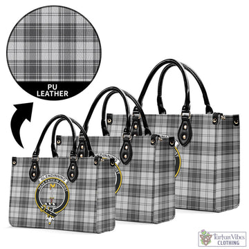 Glendinning Tartan Luxury Leather Handbags with Family Crest