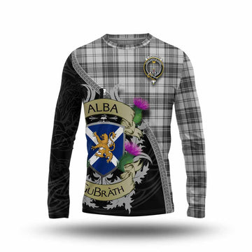 Glendinning Tartan Family Crest Long Sleeve T-Shirt Lion Rampant Royal Thistle Shield Celtic Inspired Unisex - Tartan Vibes Clothing