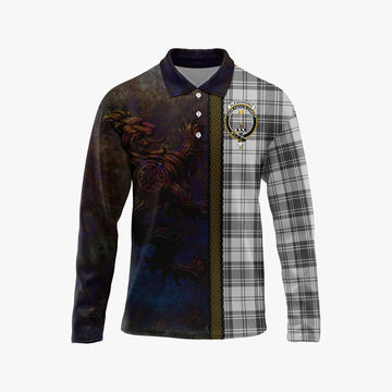 Glendinning Tartan Family Crest Long Sleeve Polo Shirt Alba Gu Brath Be Brave Lion Ancient Style Unisex - Tartan Vibes Clothing