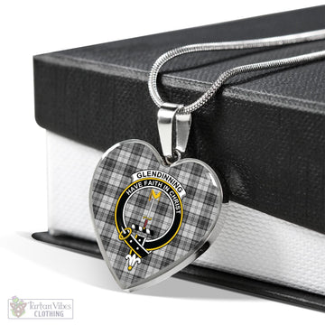 Glendinning Tartan Heart Necklace with Family Crest
